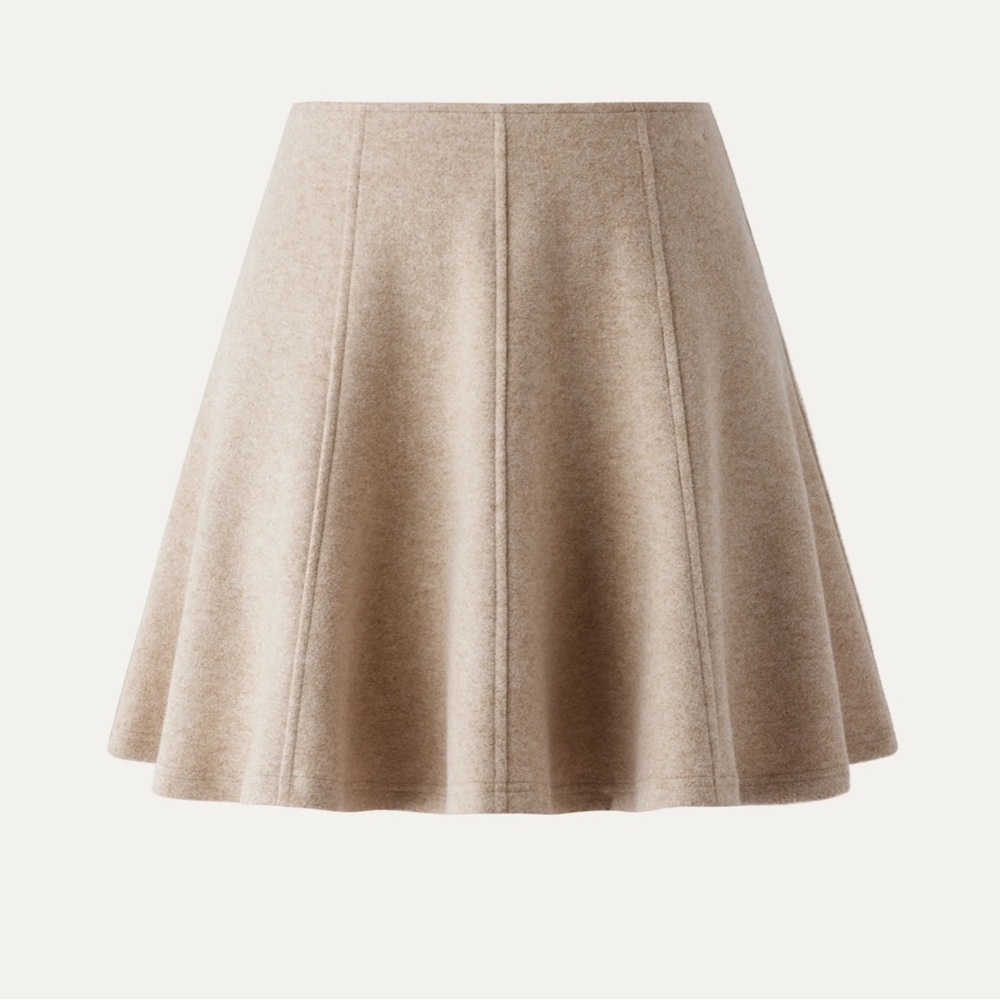 OGL High Waisted Flare Hem Mini Skirt Heather Oatmeal